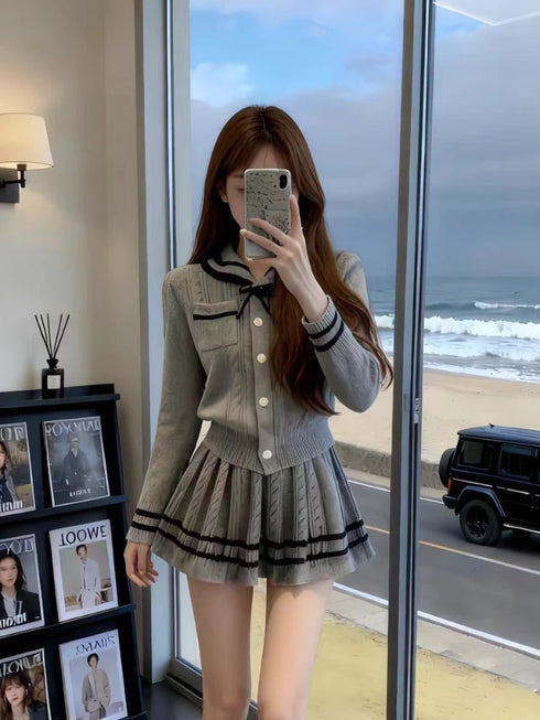 制服風ニットセットアップ