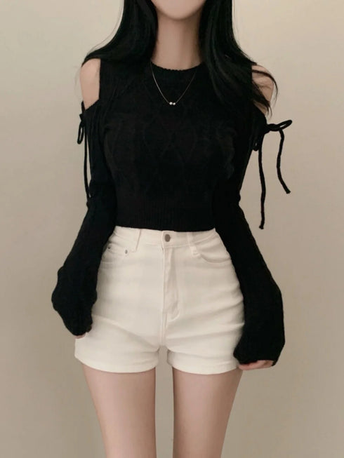 オープンショルダーガーリーニット