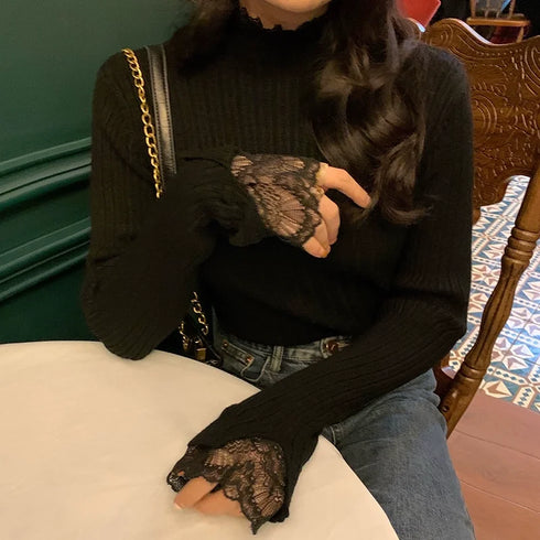 ポイントレースニット