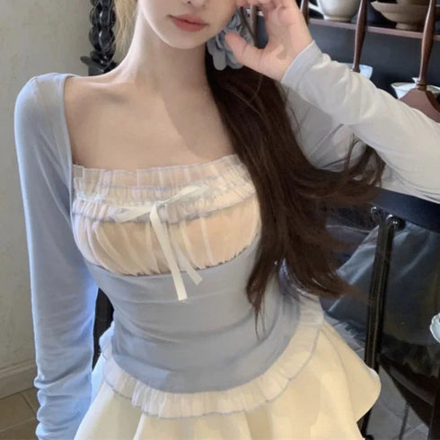 レイヤード風フリルトップス
