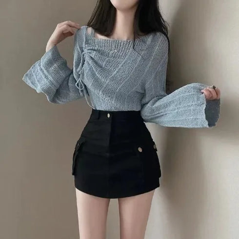 シャーリングメッシュニット