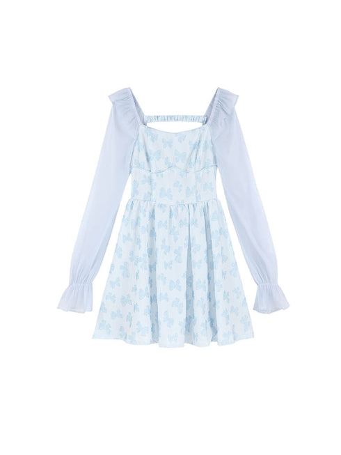 スカイブルーリボンデザインワンピース