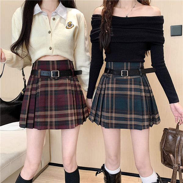 カラーチェックプリーツスカート