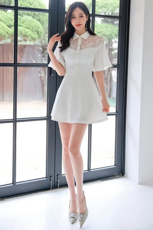 ホワイトレースワンピ