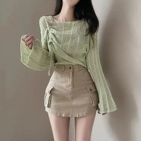 シャーリングメッシュニット