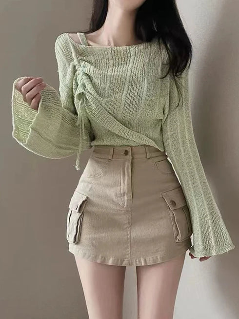 シャーリングメッシュニット