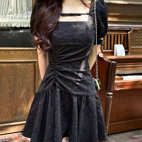 ウエストマークサマーブラックワンピ