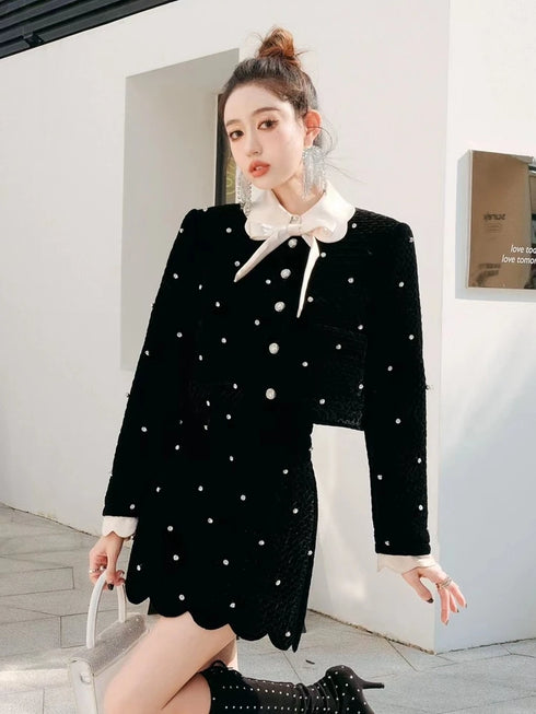 スカラップデザインラインストーンセットアップ