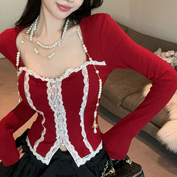 ポイントレースタイトトップス