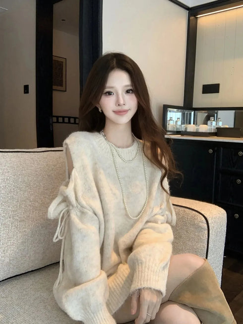 たぽっとオープンショルダーニット