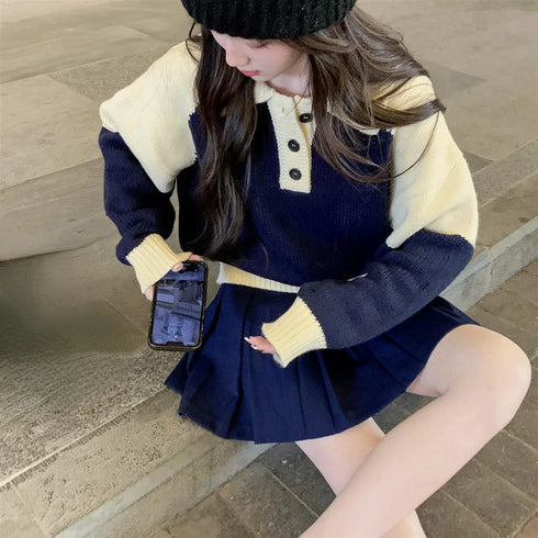 プリーツスカートニットセットアップ