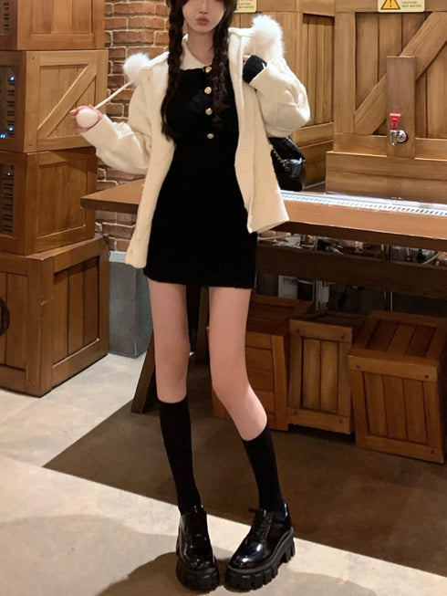 タイトニットガーリーミニワンピ