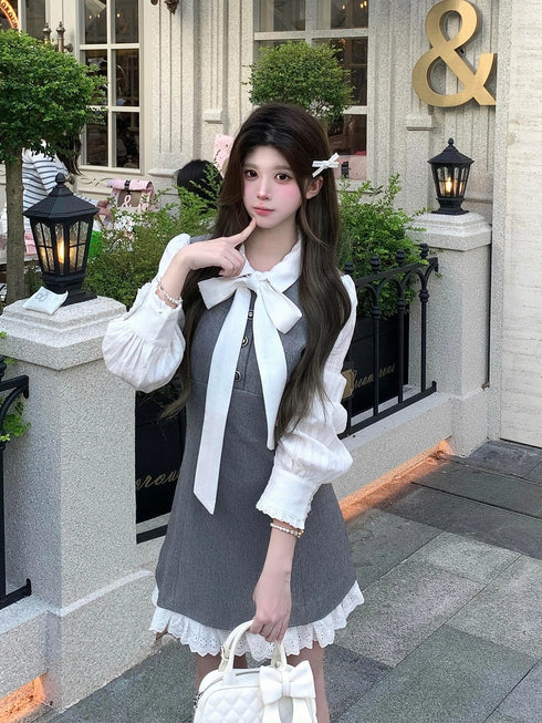 バイカラーグレーワンピ