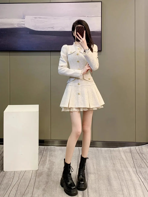 プリーツホワイトミニワンピ