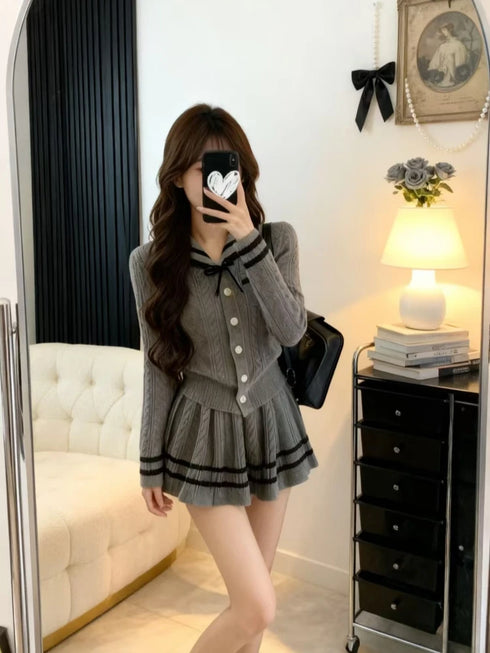 制服風ニットセットアップ