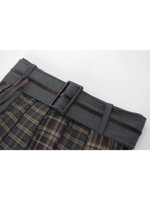 ベルトデザインミニプリーツスカート