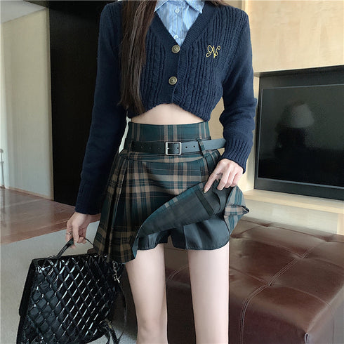 カラーチェックプリーツスカート