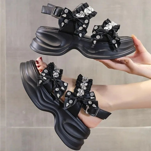 ビジューフリルサンダル