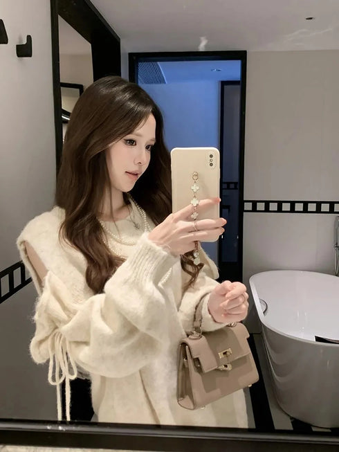 たぽっとオープンショルダーニット