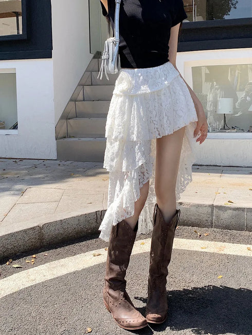 アシンメトリーレーススカート