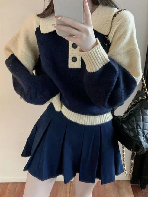 プリーツスカートニットセットアップ