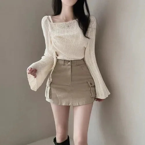 シャーリングメッシュニット