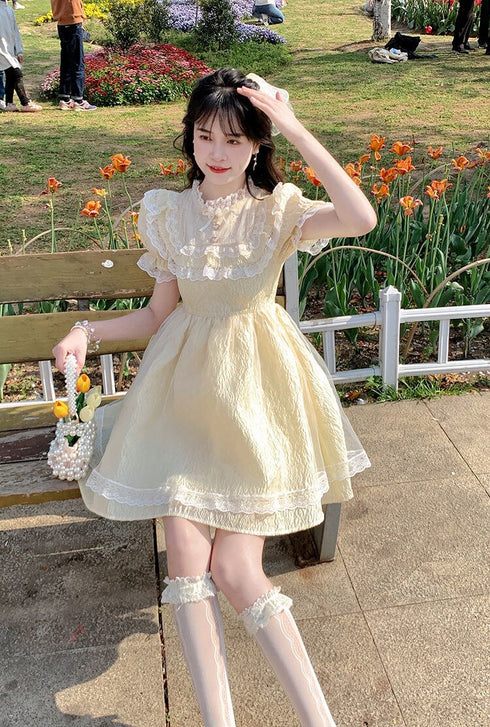 パステルイエローガーリーワンピ