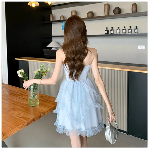 ふわっとリボンチュールワンピ