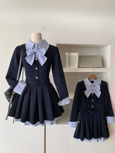 ストライプシャツ制服風ワンピ