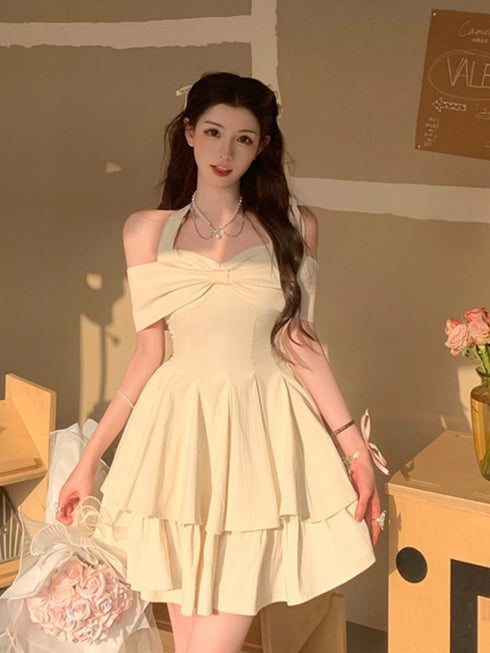 オフショルリボンプリンセスワンピース