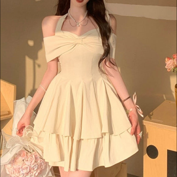 オフショルリボンプリンセスワンピース