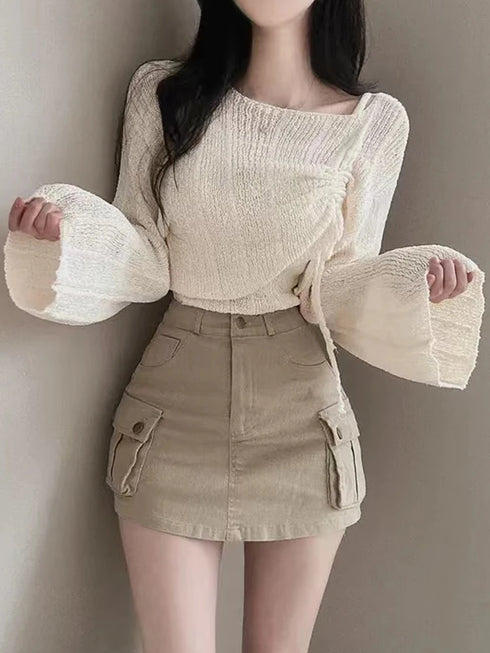 シャーリングメッシュニット