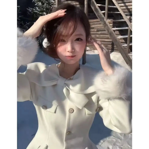 ホワイトリボンコートワンピ