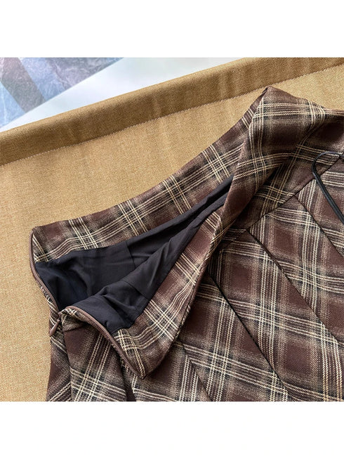 ブラウン切り替えプリーツスカート