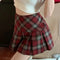 赤チェックプリーツスカート