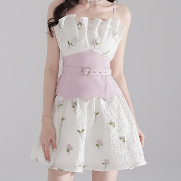 パステルフラワーデザインワンピース