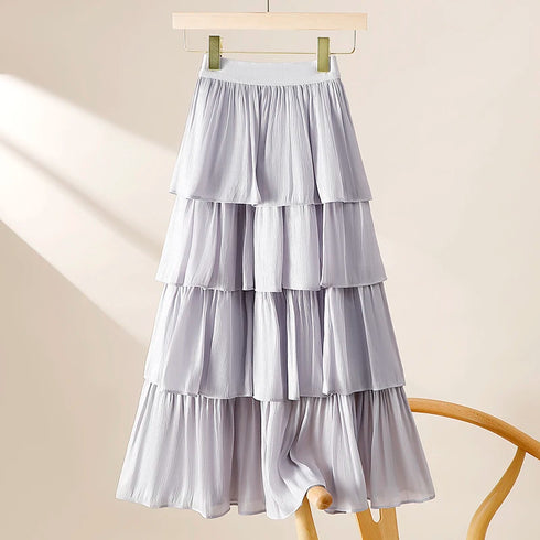 4段フリル艶スカート