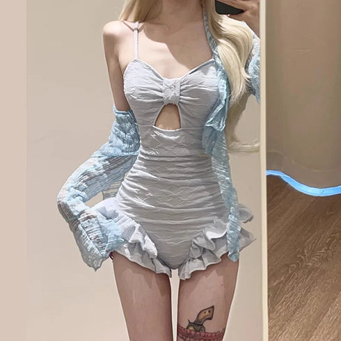 シャーベットカラーワンピーススイムウェア