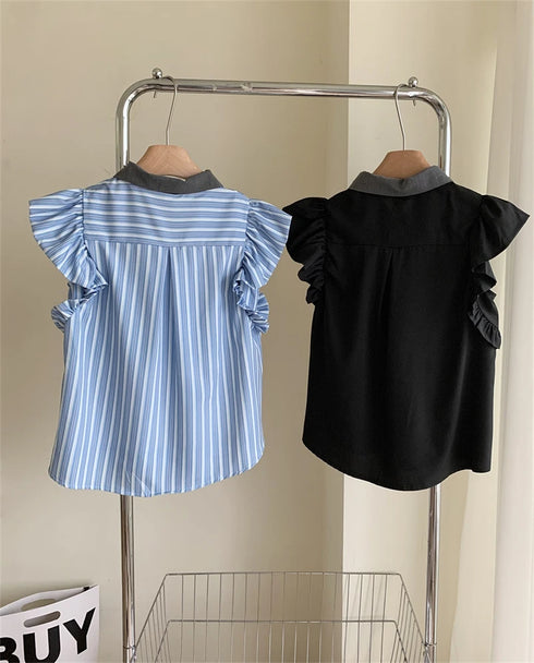 フリルスリーブリボンシャツ