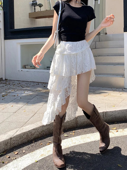 アシンメトリーレーススカート