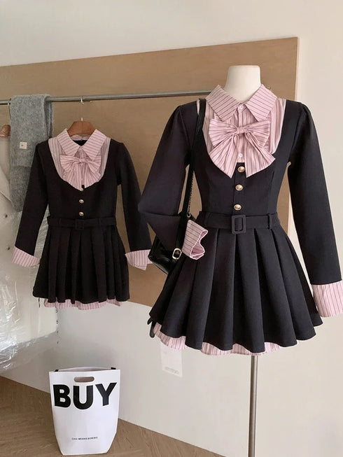 ストライプシャツ制服風ワンピ