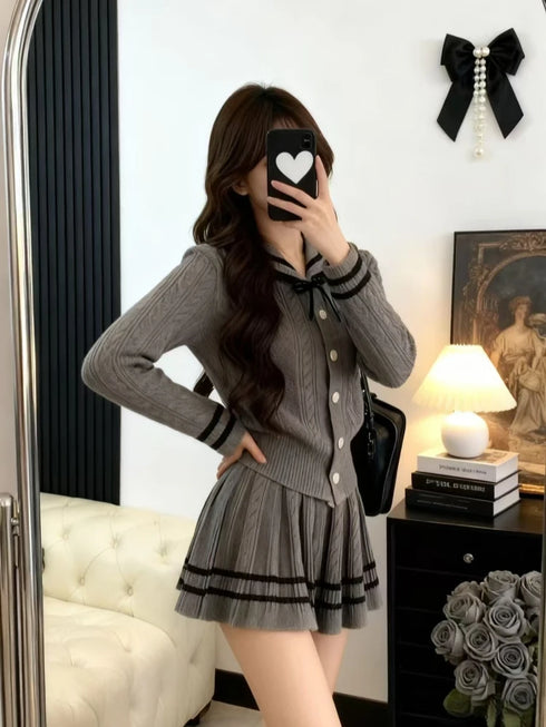 制服風ニットセットアップ