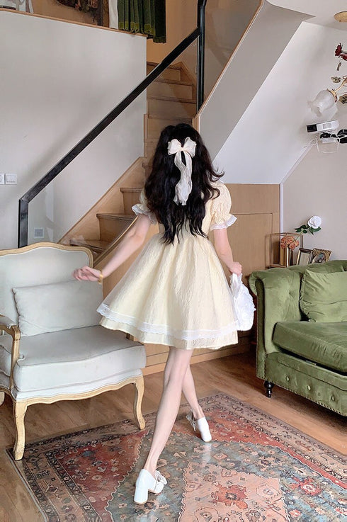 パステルイエローガーリーワンピ