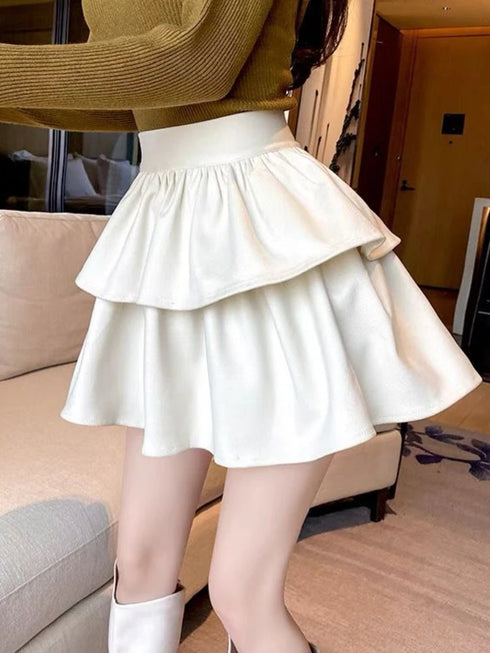2段フリルガーリーミニスカート