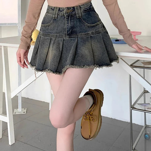 プリーツデニムスカート