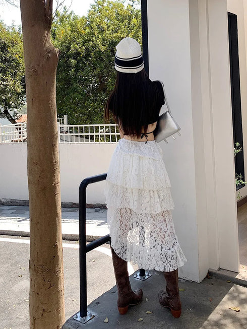 アシンメトリーレーススカート