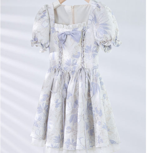 くすみブルーガールミニワンピ