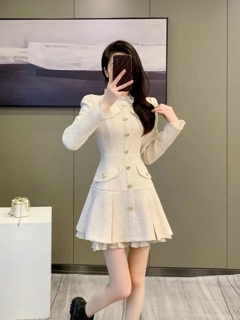 プリーツホワイトミニワンピ