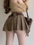 ベルト付きミニ丈プリーツスカート