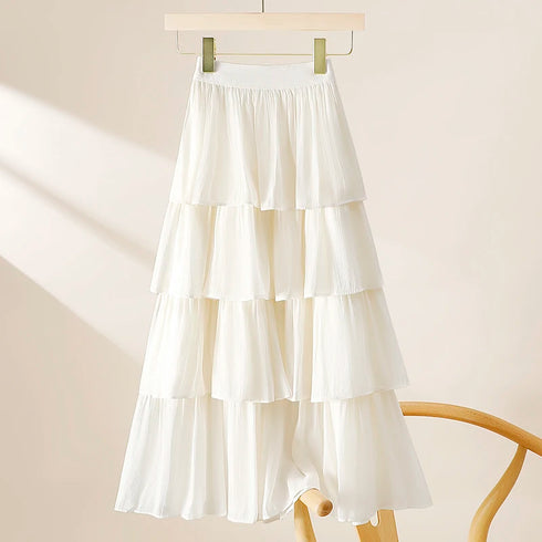 4段フリル艶スカート